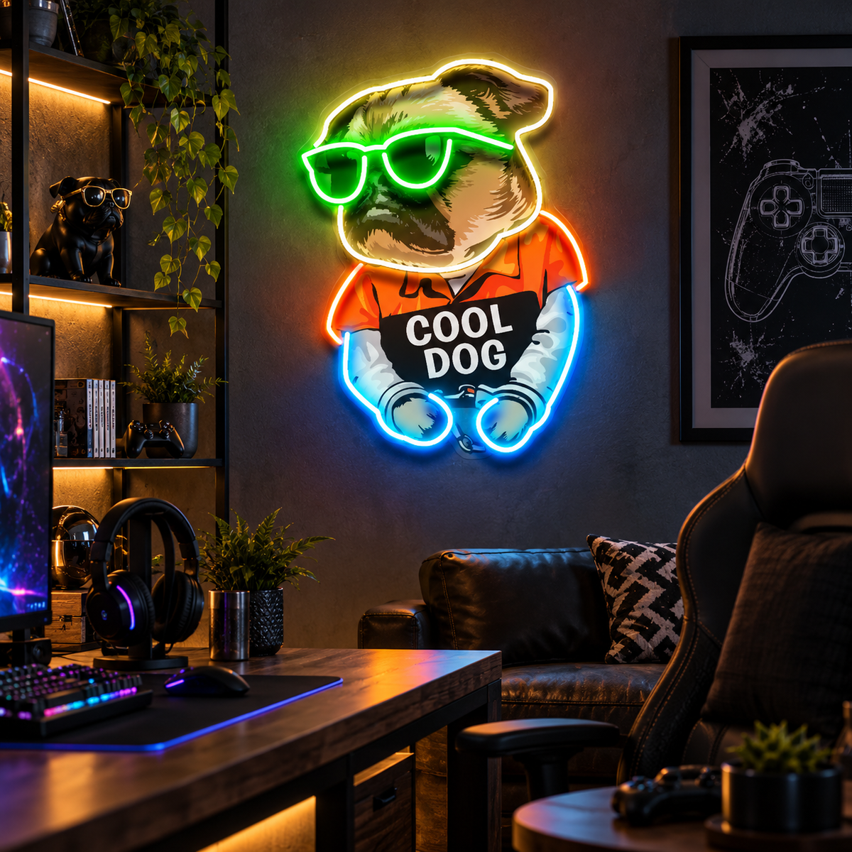 Cool Dog LED Neon Sign Light Pop Art – Funny Dog Wall Decor