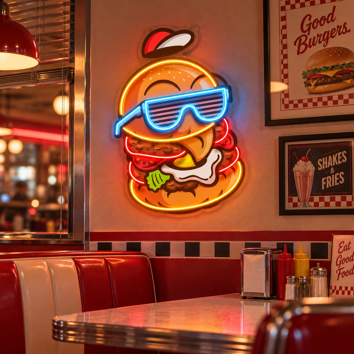 Cool Burger LED Neon Sign Light Pop Art – Funny Burger Wall Decor