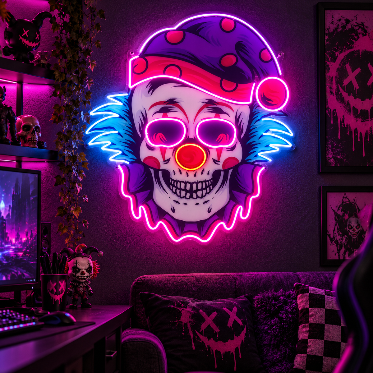 Clown Skull LED Neon Sign Light Pop Art