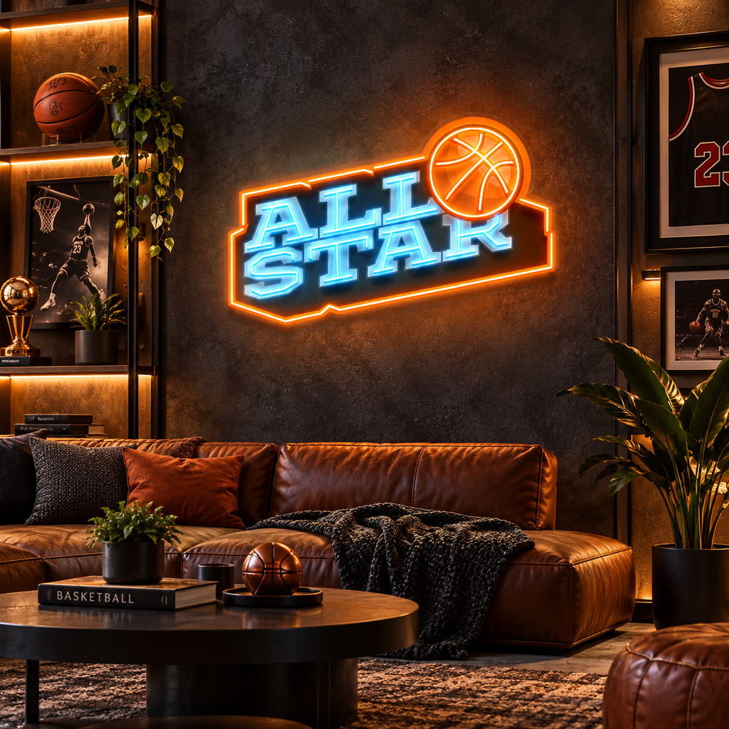 All Star League Neon Acrylic Artwork