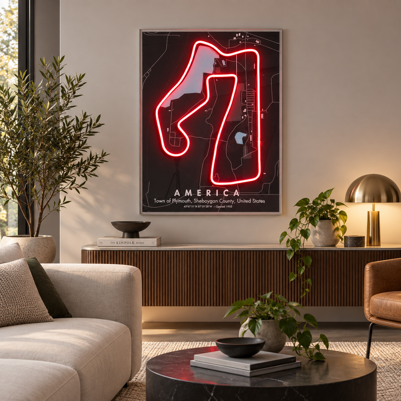 Race Track Map LED Neon Sign Light Pop Art