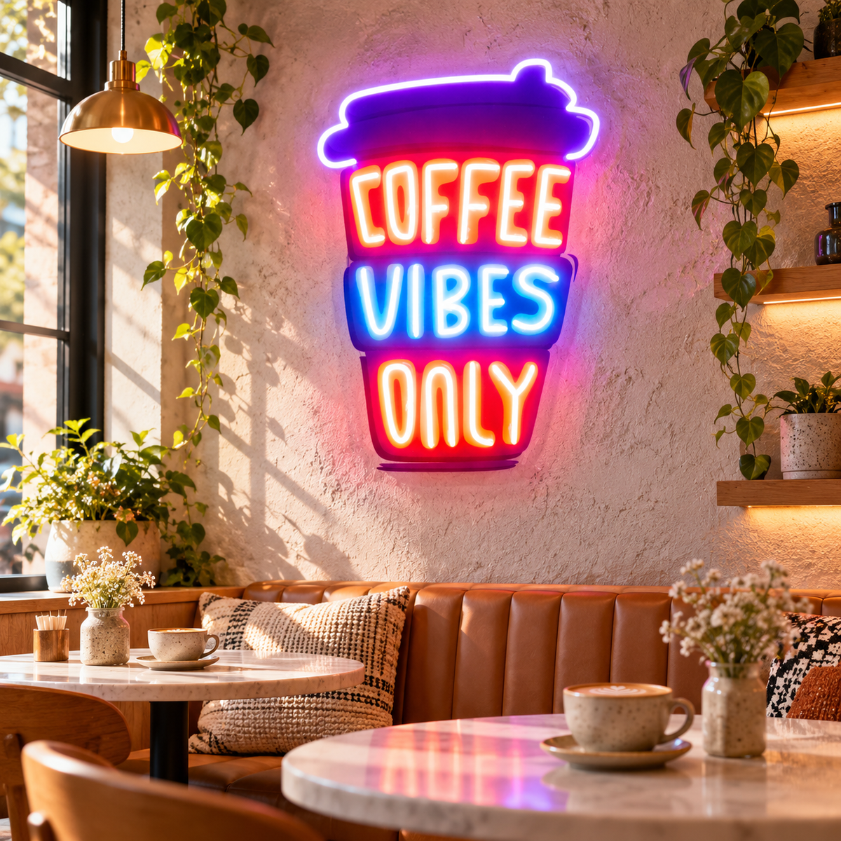 Coffee Vibes Only LED Neon Sign Light Pop Art