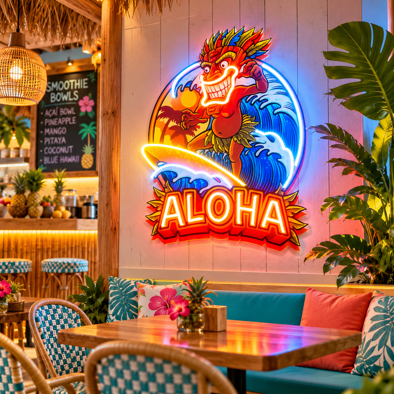 Aloha Tiki Surf LED Neon Sign Light Pop Art