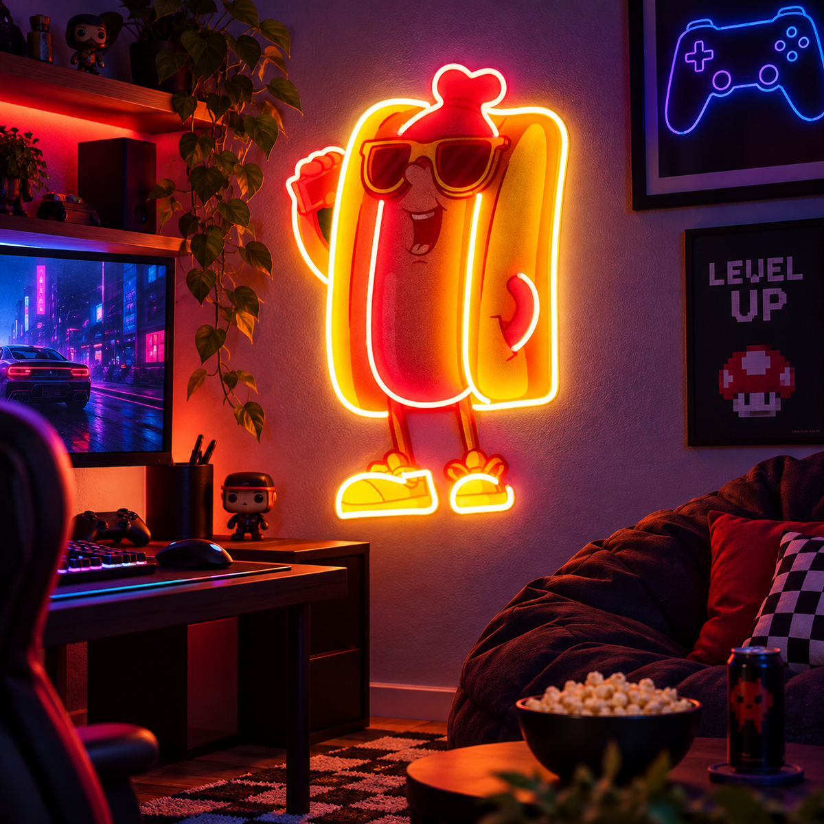 Cool Hot Dog LED Neon Sign Light Pop Art – Funny Food Wall Decor