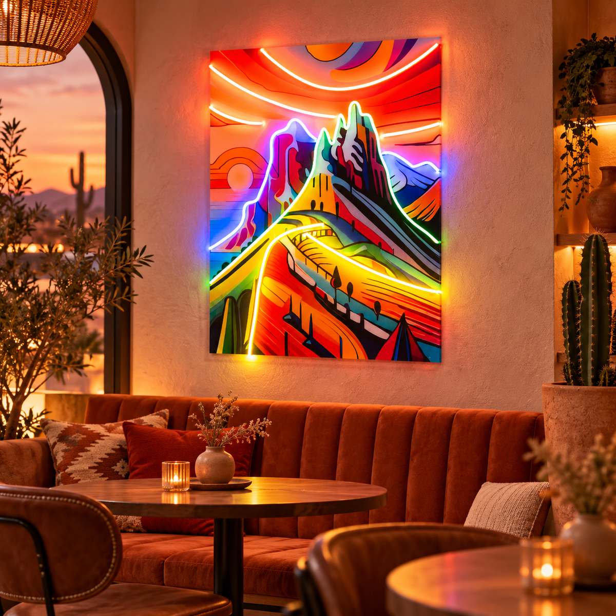 Colorful Mountainscape Abstract Art LED Neon Sign Light Pop Art