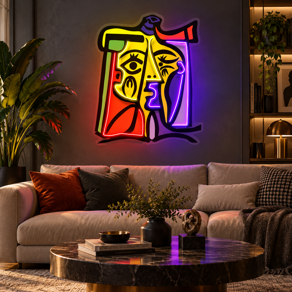 Colorful Girl Painting Abstract Art LED Neon Sign Light