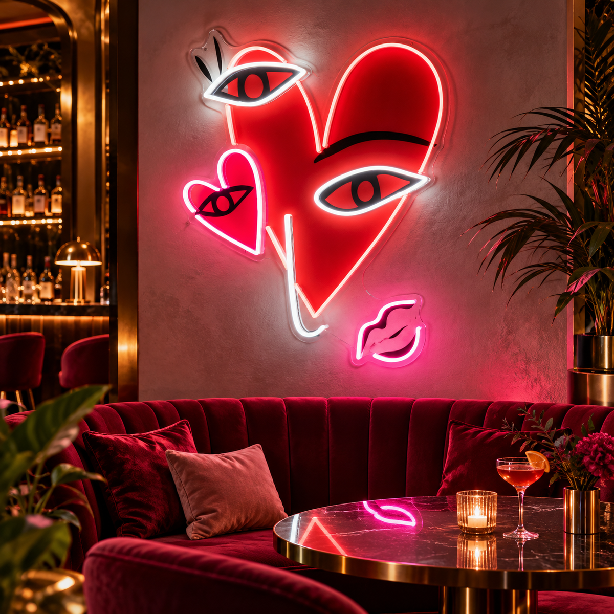 Pop Art Heart Eyes LED Neon Sign