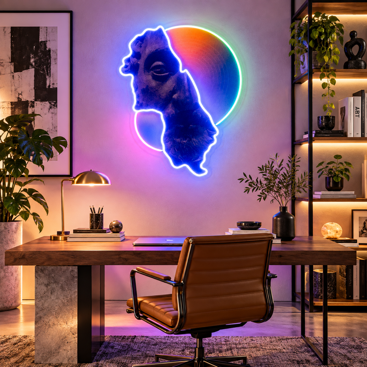 Abstract Face LED Neon Wall Art