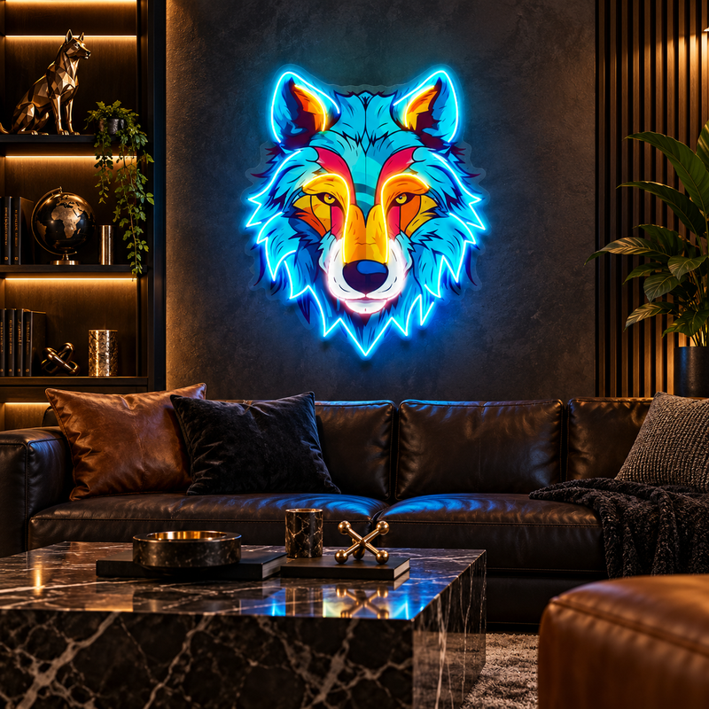 Colorful Wolf LED Neon Sign Light Pop Art