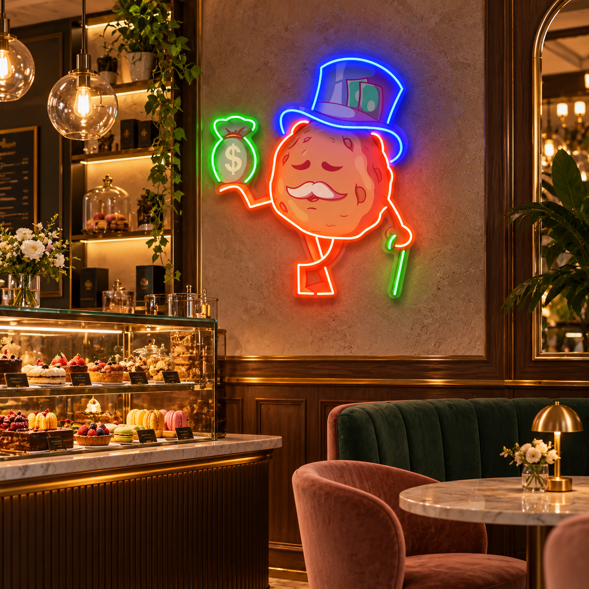 Cookie Fortune With a Bag of Money LED Neon Sign Light Pop Art
