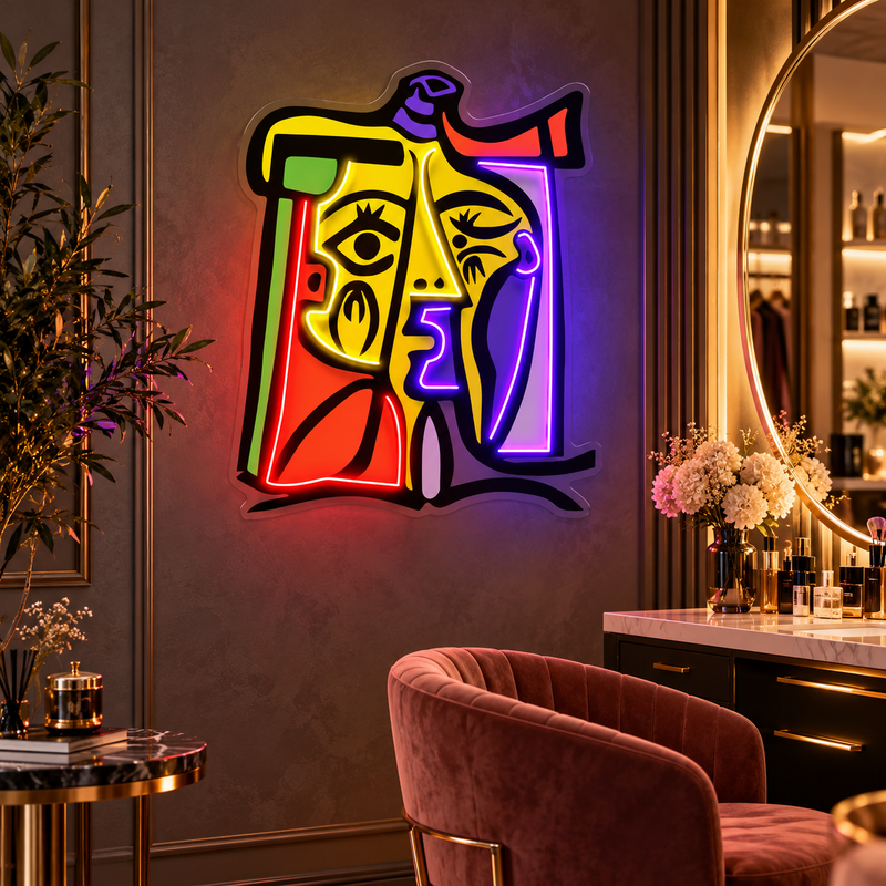 Colorful Girl Painting Abstract Art LED Neon Sign Light