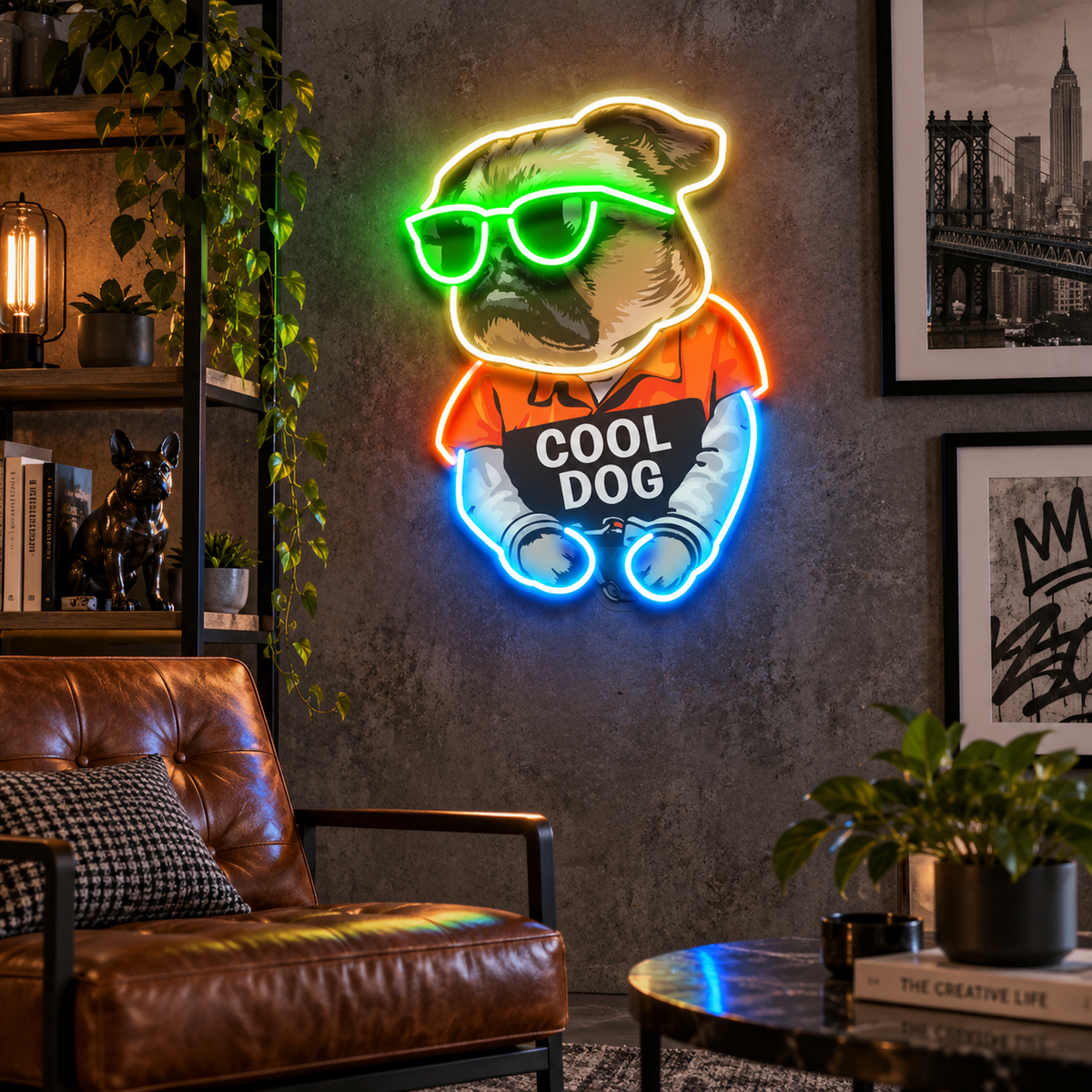 Cool Dog LED Neon Sign Light Pop Art – Funny Dog Wall Decor
