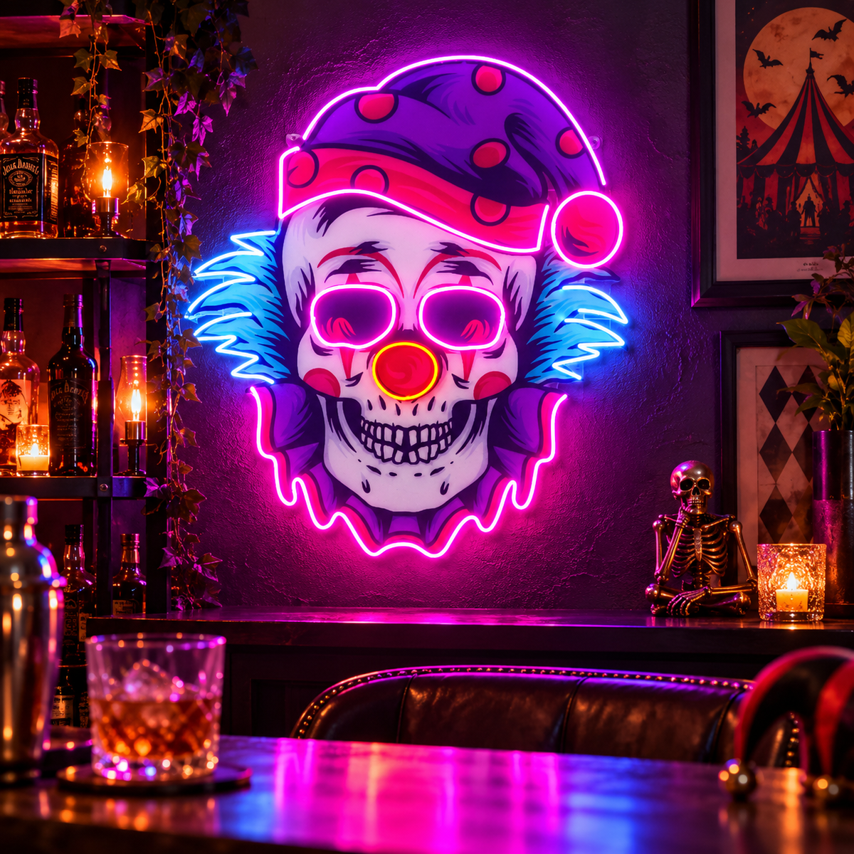 Clown Skull LED Neon Sign Light Pop Art