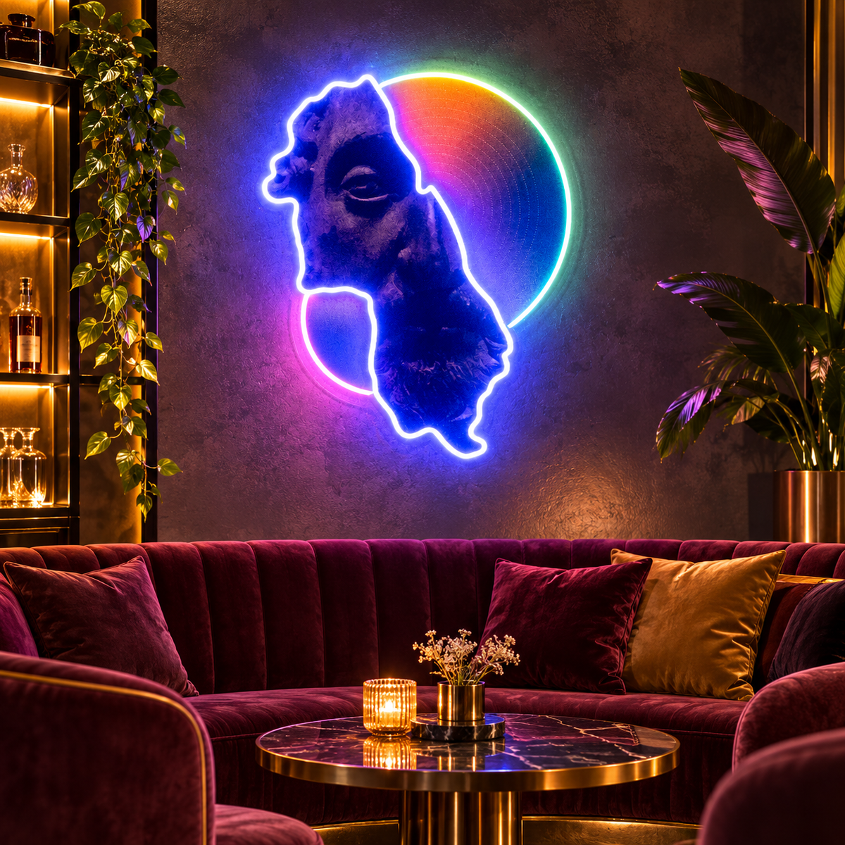 Abstract Face LED Neon Wall Art