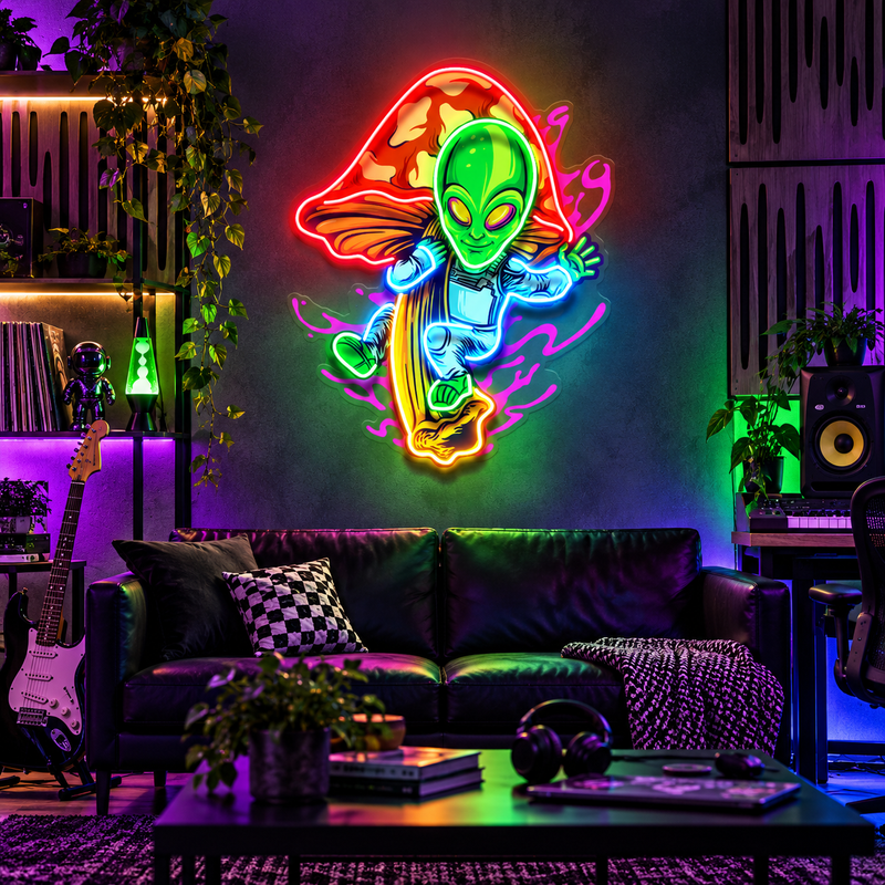 Galaxy Alien Mushroom LED Neon Sign Light Pop Art