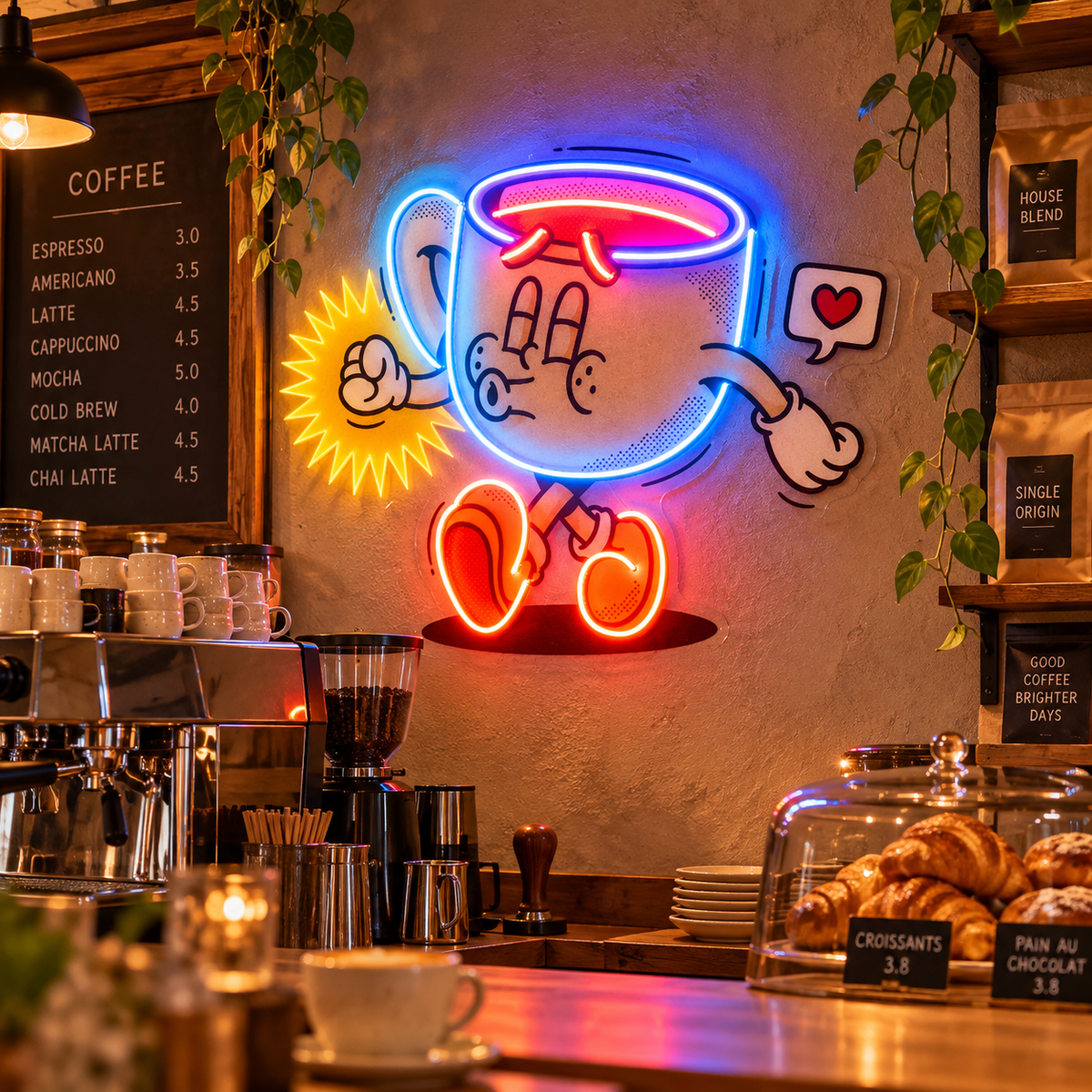 Coffee Cup Cute Trendy Retro LED Neon Sign Light Pop Art
