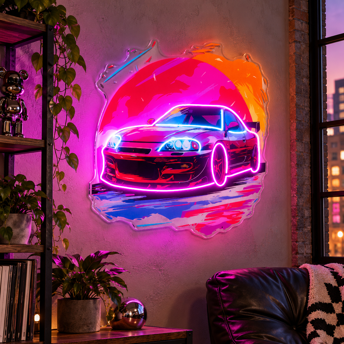 Colorful Car LED Neon Sign Light Pop Art