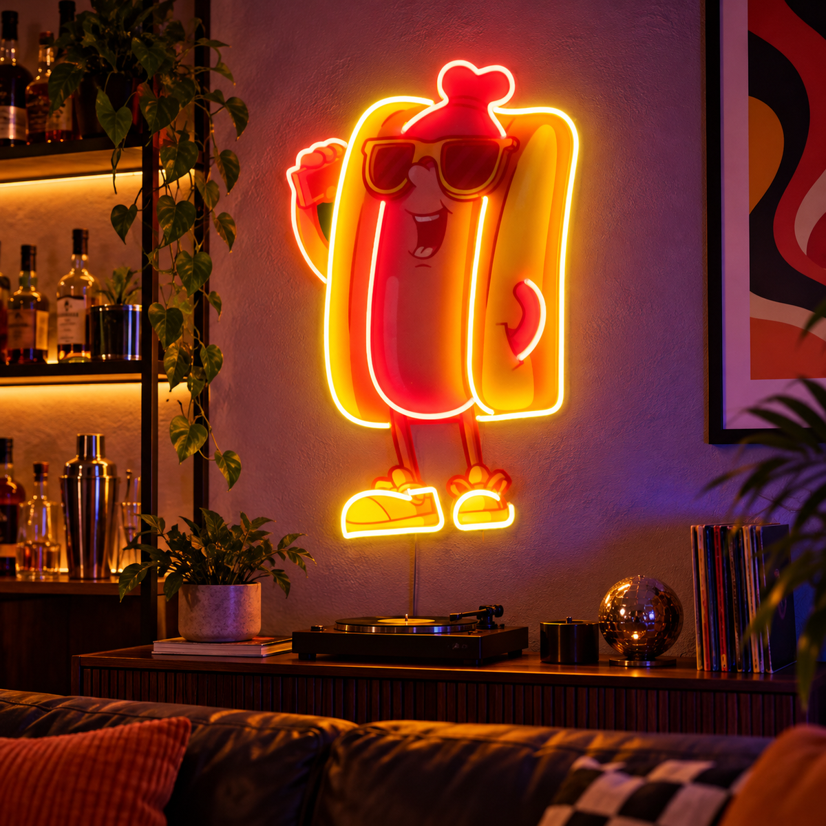 Cool Hot Dog LED Neon Sign Light Pop Art – Funny Food Wall Decor