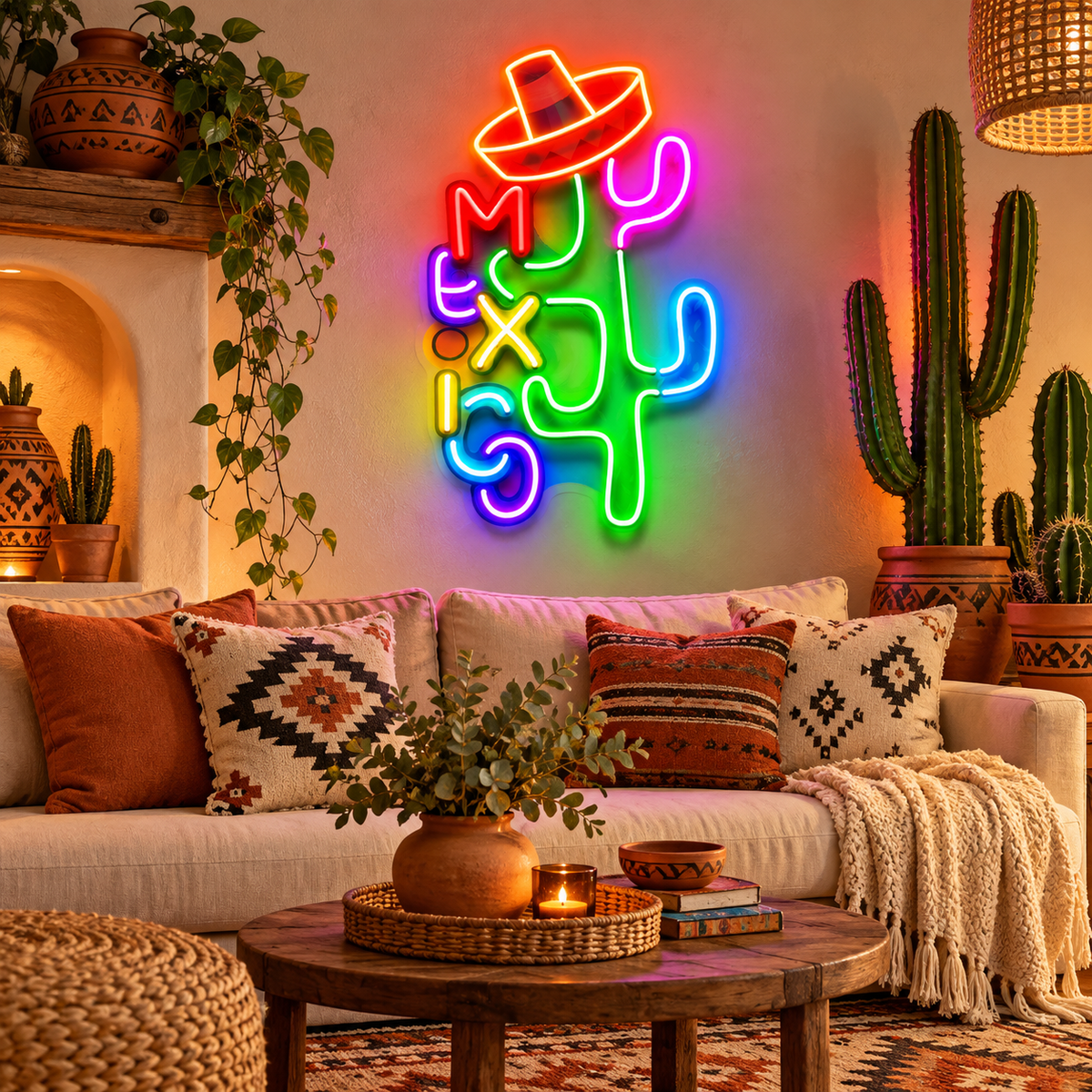 Colorful Mexican Theme Design Abstract Art LED Neon Sign Light Pop Art