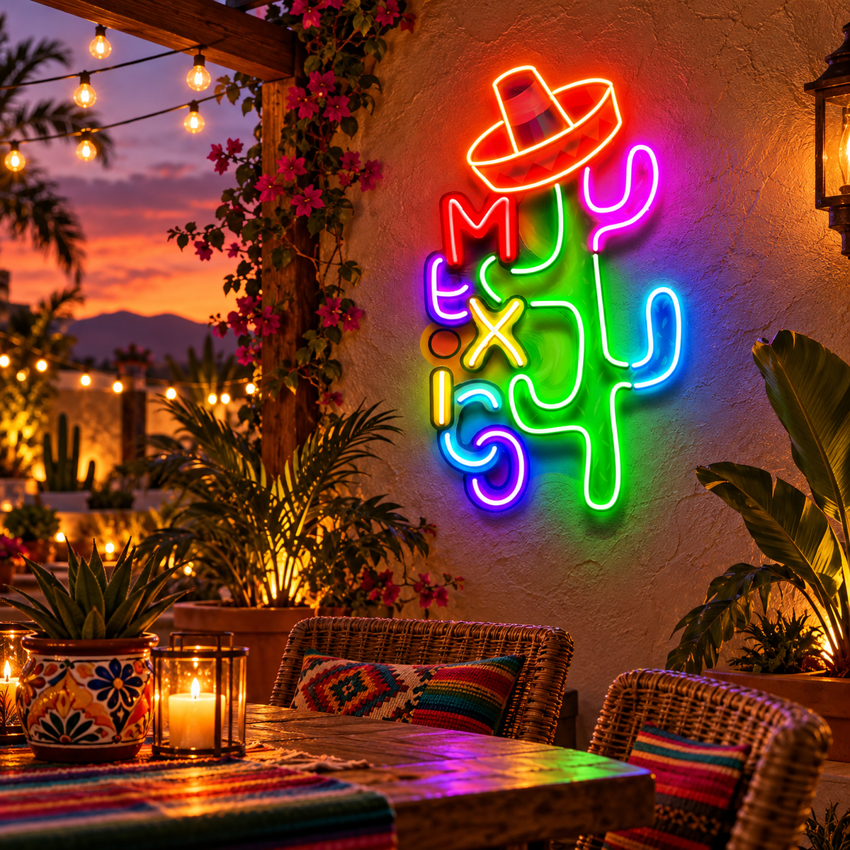 Colorful Mexican Theme Design Abstract Art LED Neon Sign Light Pop Art