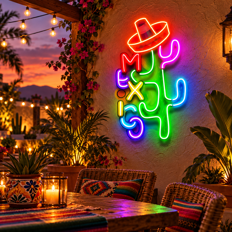 Colorful Mexican Theme Design Abstract Art LED Neon Sign Light Pop Art