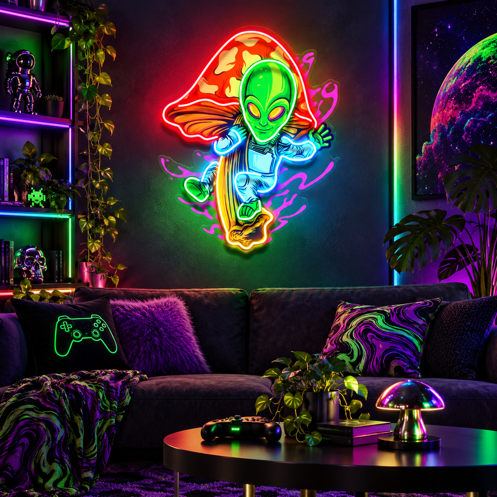 Galaxy Alien Mushroom LED Neon Sign Light Pop Art