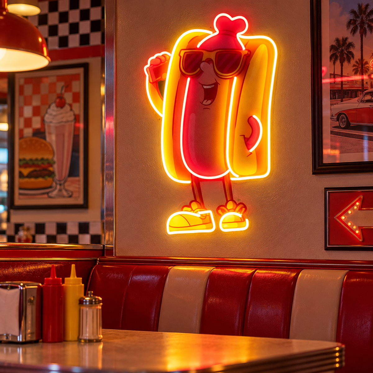 Cool Hot Dog LED Neon Sign Light Pop Art – Funny Food Wall Decor