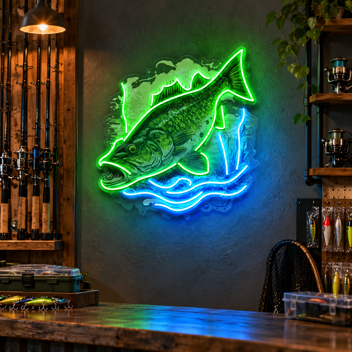 Cold Fishing Frame LED Neon Sign Light Pop Art