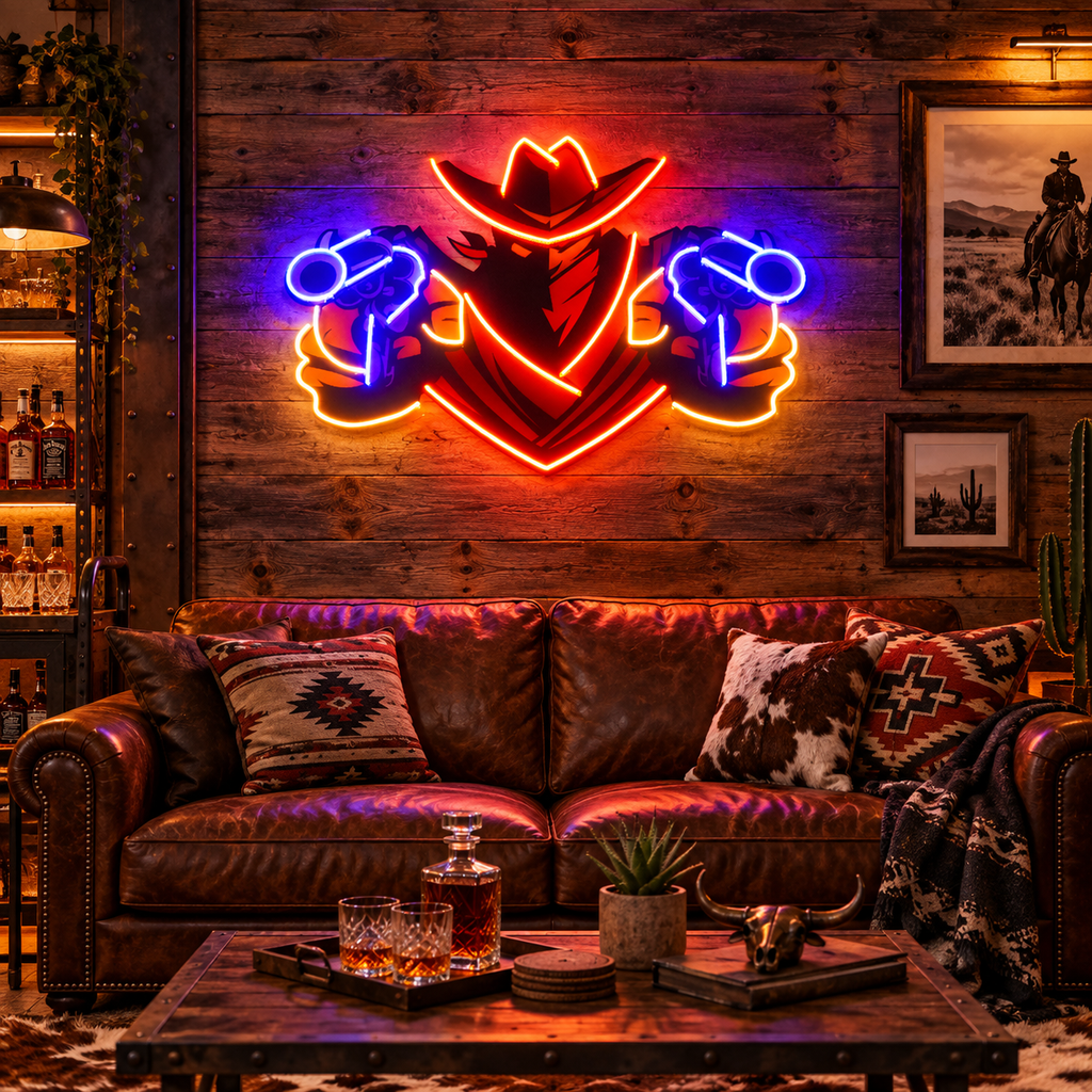 Outlaw Cowboy LED Neon Acrylic Artwork