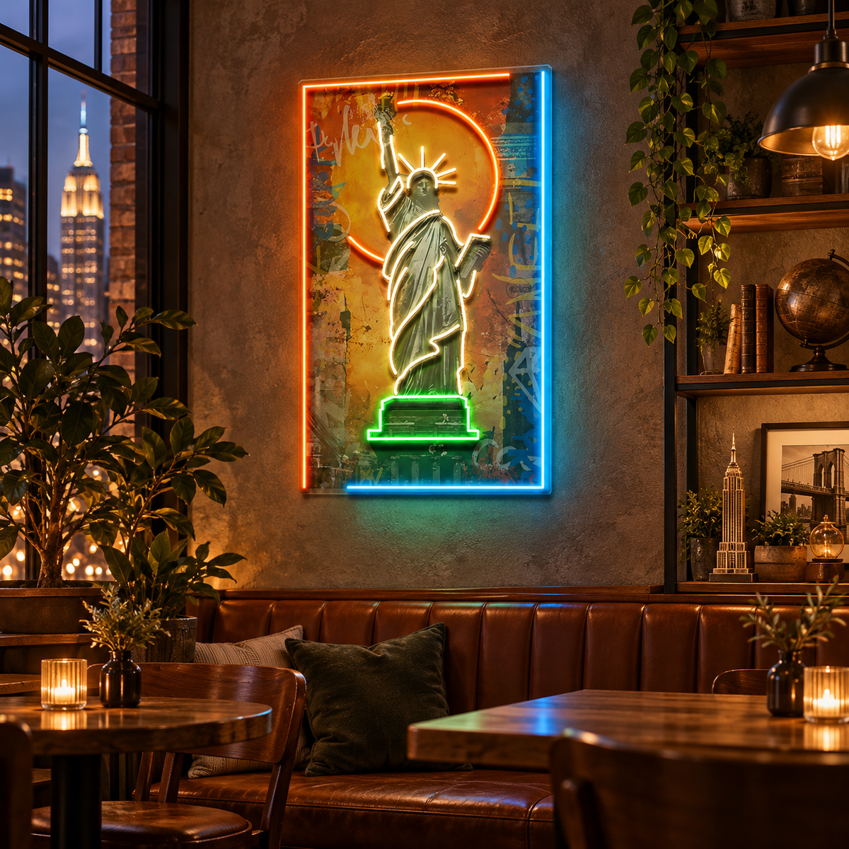 Colorful Liberty Statue Collapse Art LED Neon Sign Light Pop Art