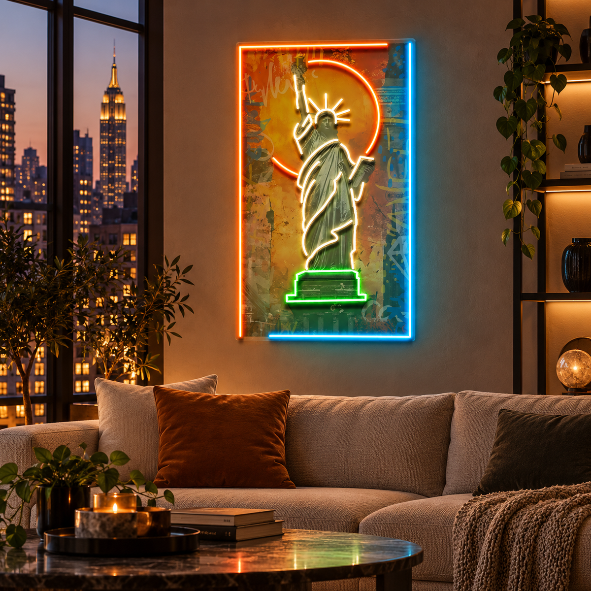 Colorful Liberty Statue Collapse Art LED Neon Sign Light Pop Art