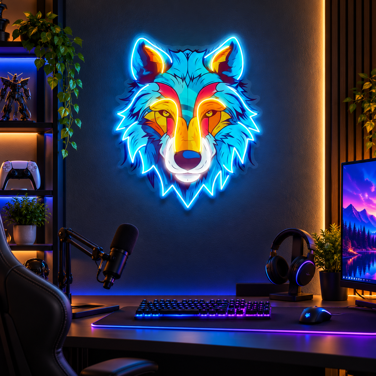 Colorful Wolf LED Neon Sign Light Pop Art