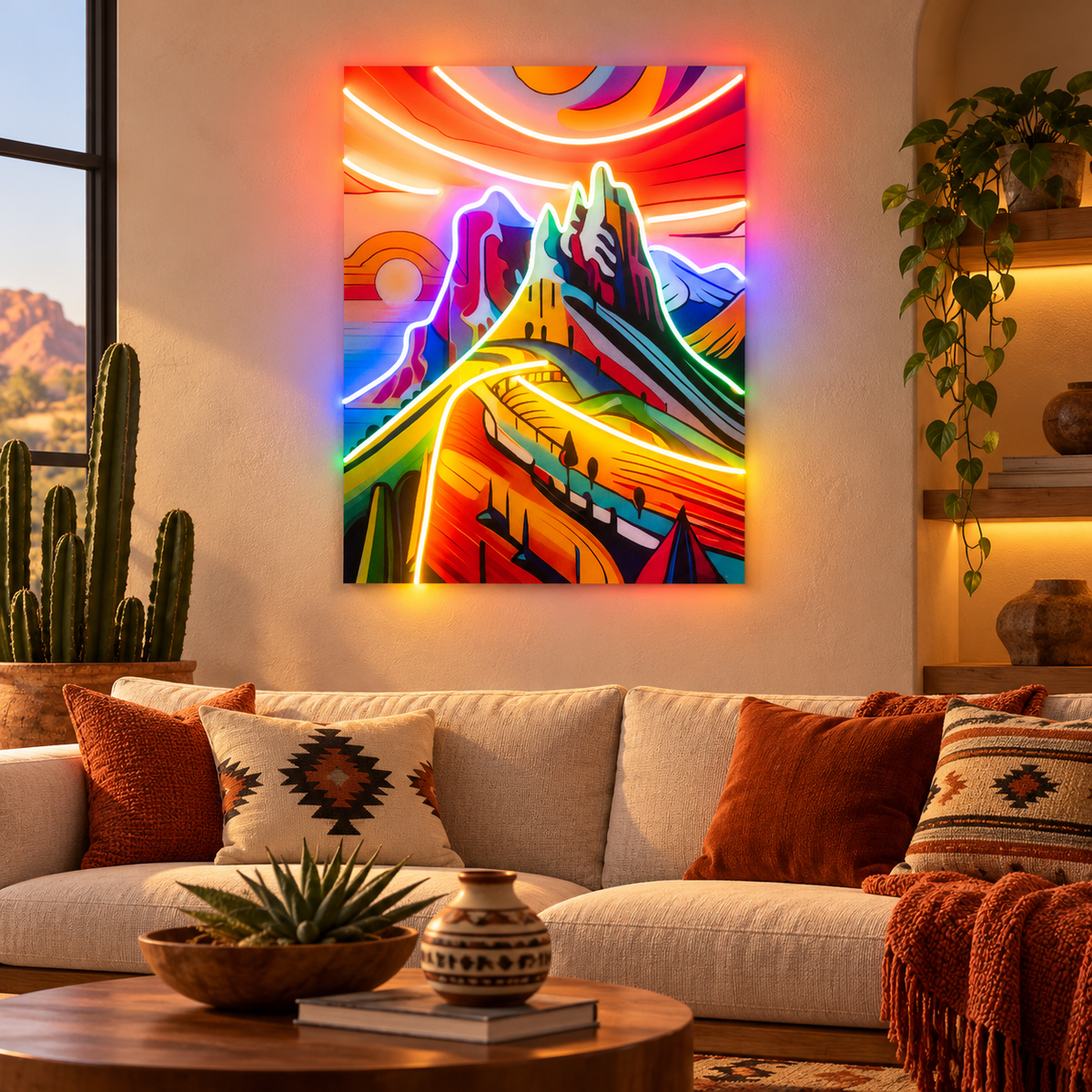 Colorful Mountainscape Abstract Art LED Neon Sign Light Pop Art
