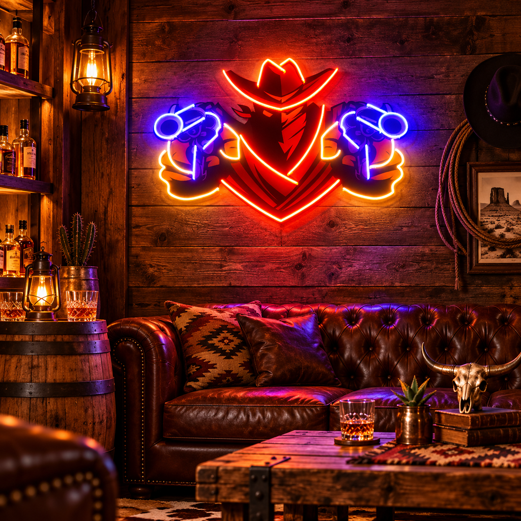 Outlaw Cowboy LED Neon Acrylic Artwork