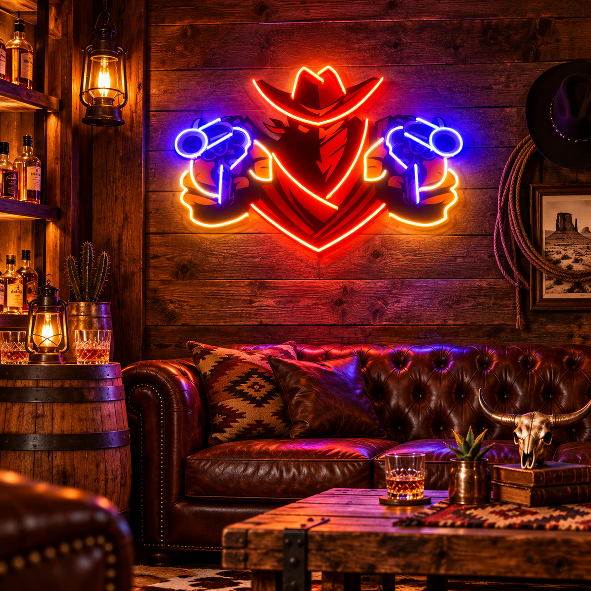 Outlaw Cowboy LED Neon Acrylic Artwork