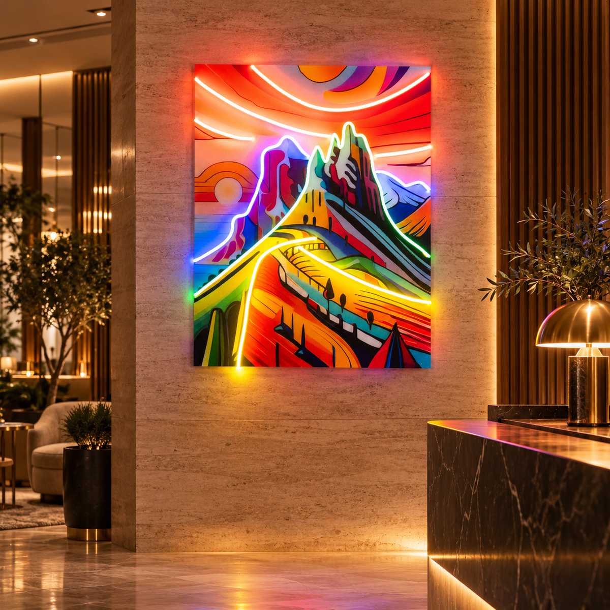 Colorful Mountainscape Abstract Art LED Neon Sign Light Pop Art