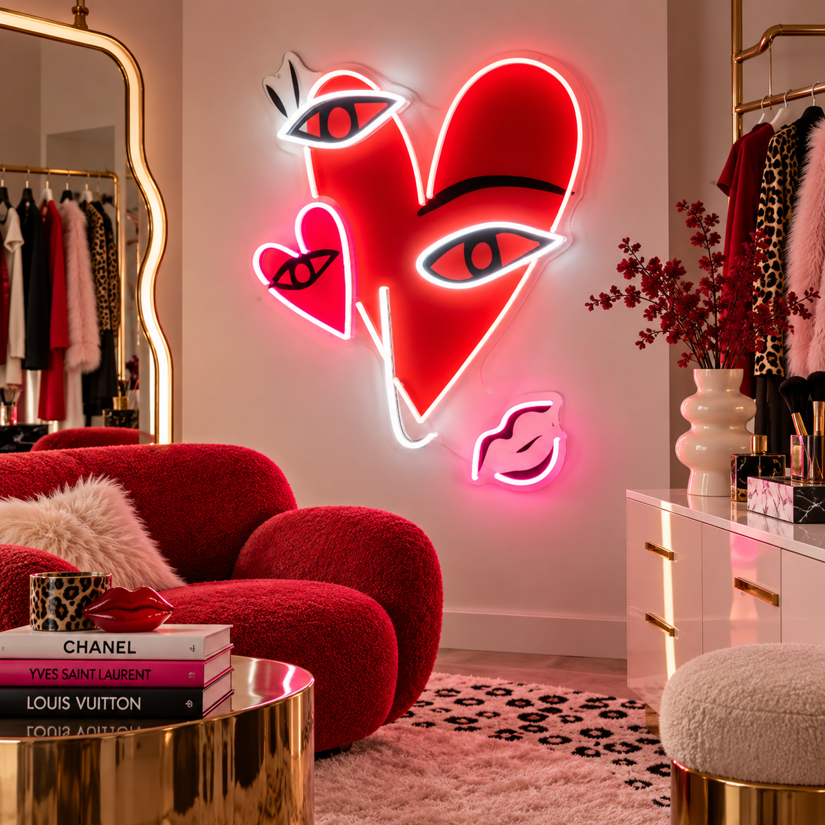 Pop Art Heart Eyes LED Neon Sign