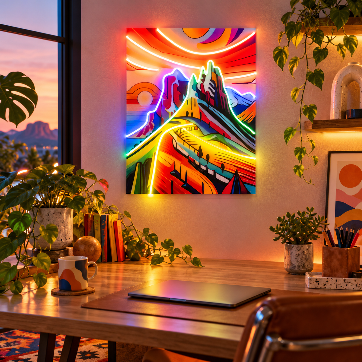 Colorful Mountainscape Abstract Art LED Neon Sign Light Pop Art