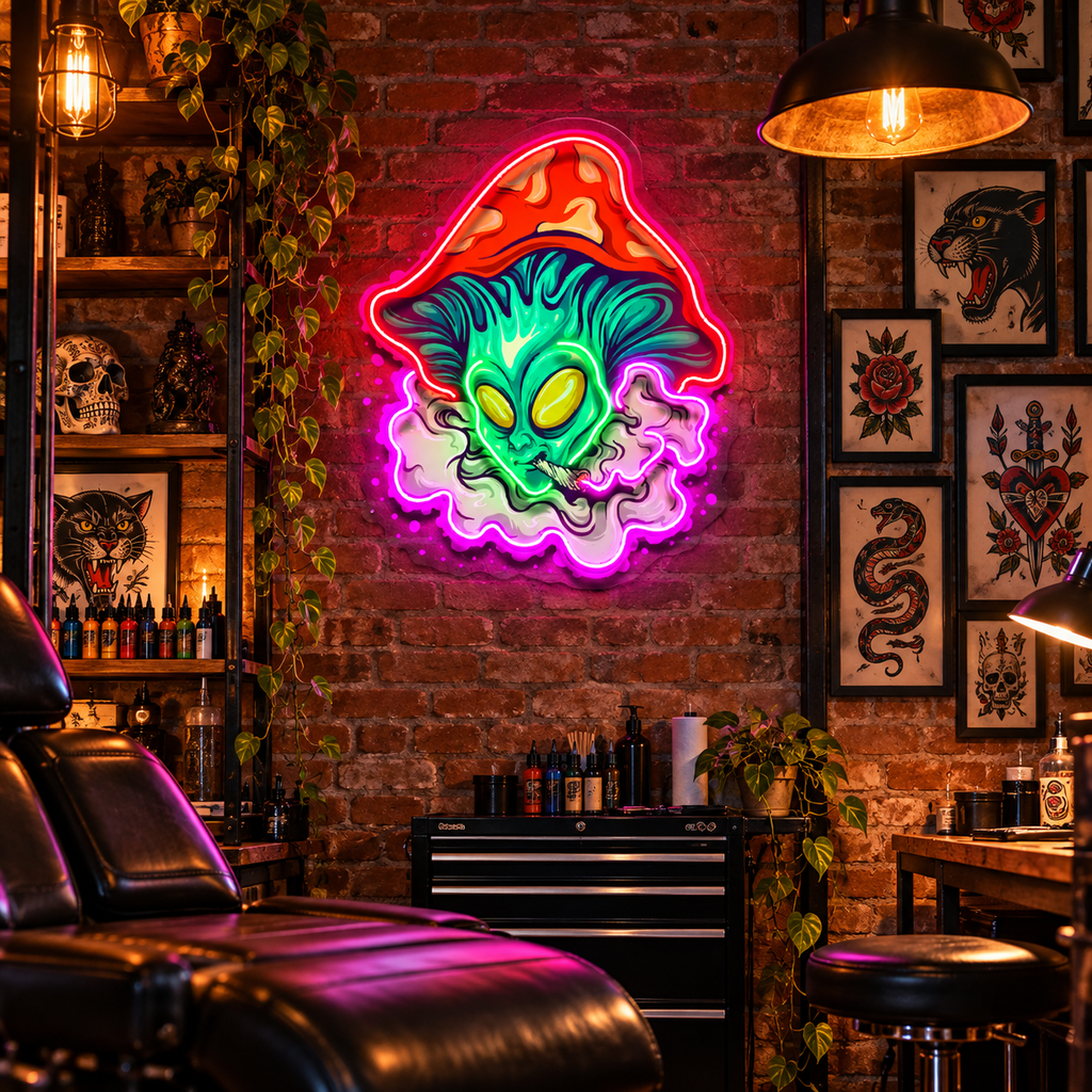 Alien Puff Mushroom LED Neon Sign Light Pop Art
