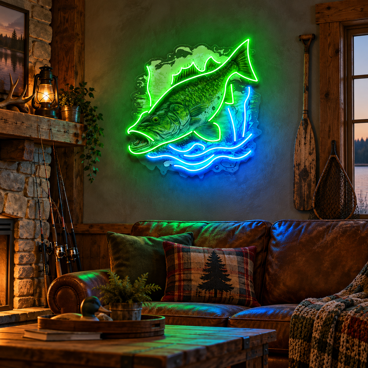 Cold Fishing Frame LED Neon Sign Light Pop Art