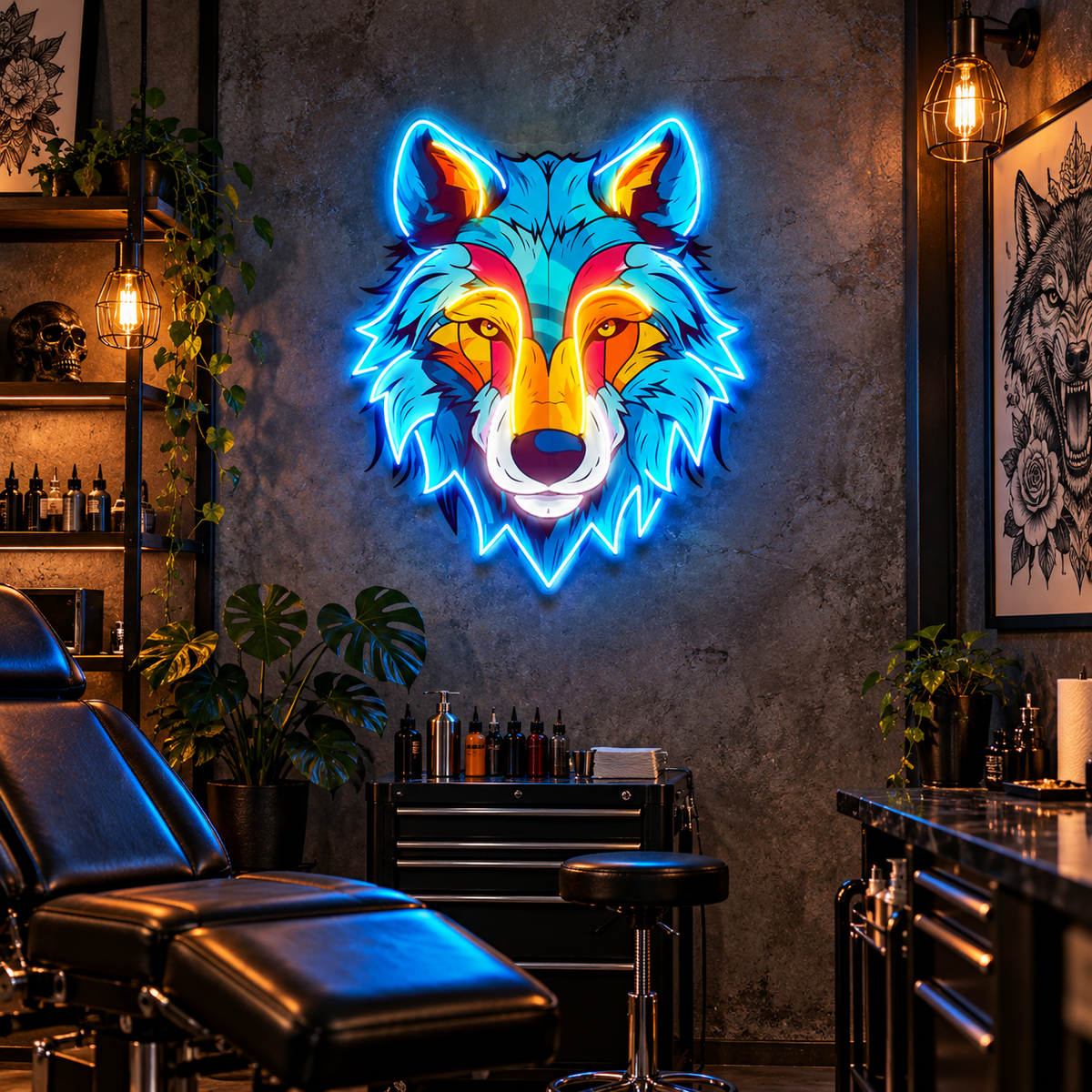 Colorful Wolf LED Neon Sign Light Pop Art