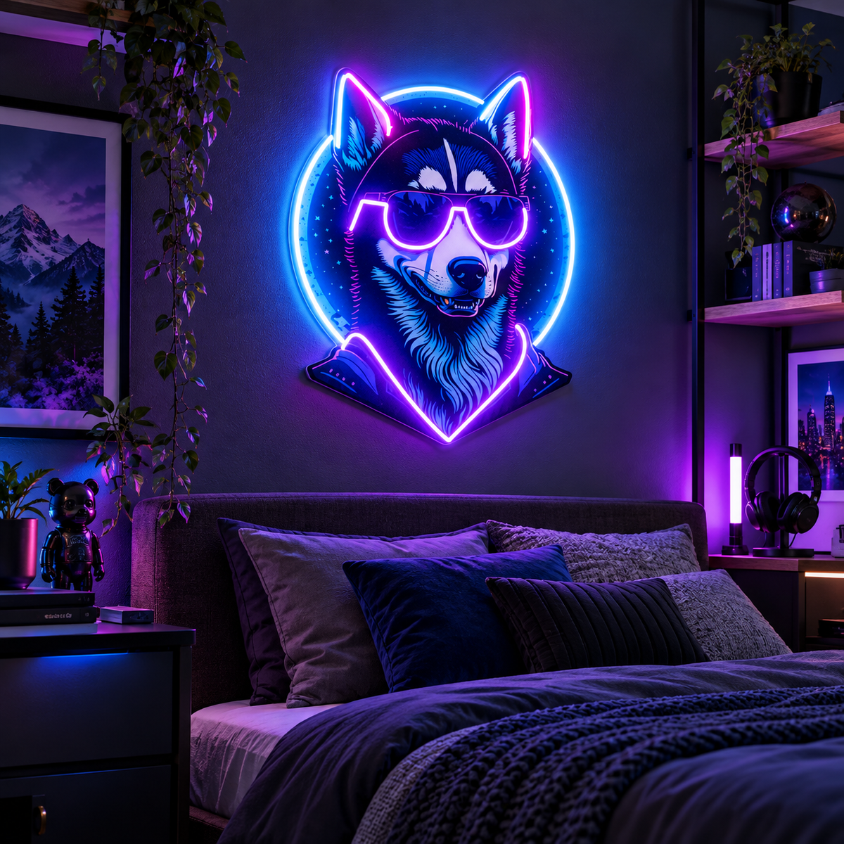 Cool Husky LED Neon Sign Light Pop Art – Dog Lover Wall Decor