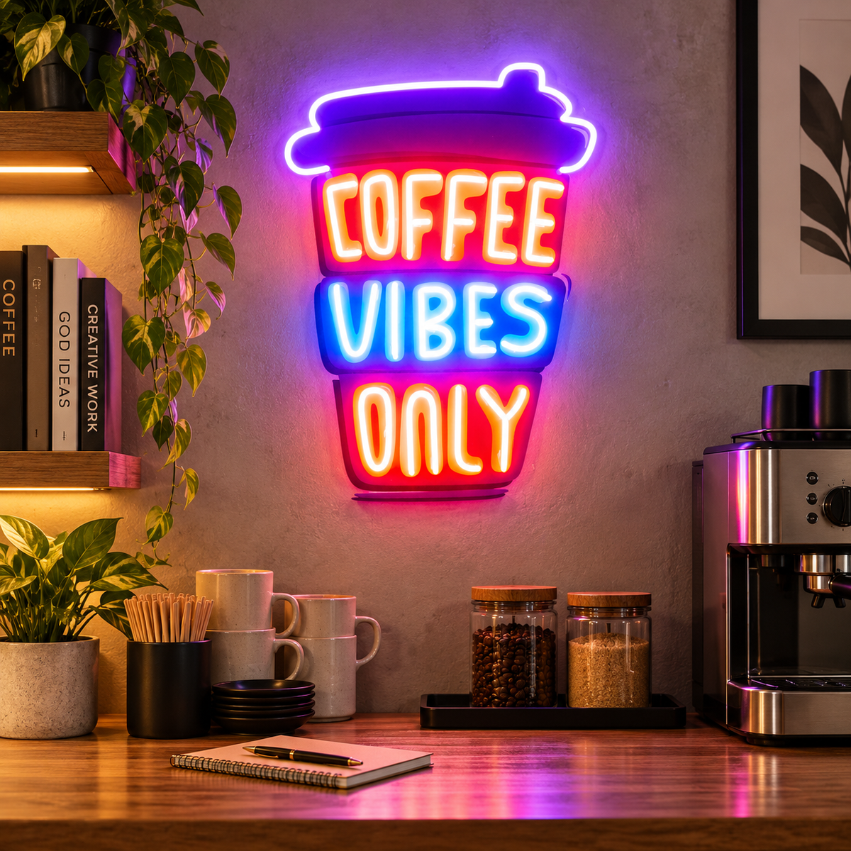 Coffee Vibes Only LED Neon Sign Light Pop Art