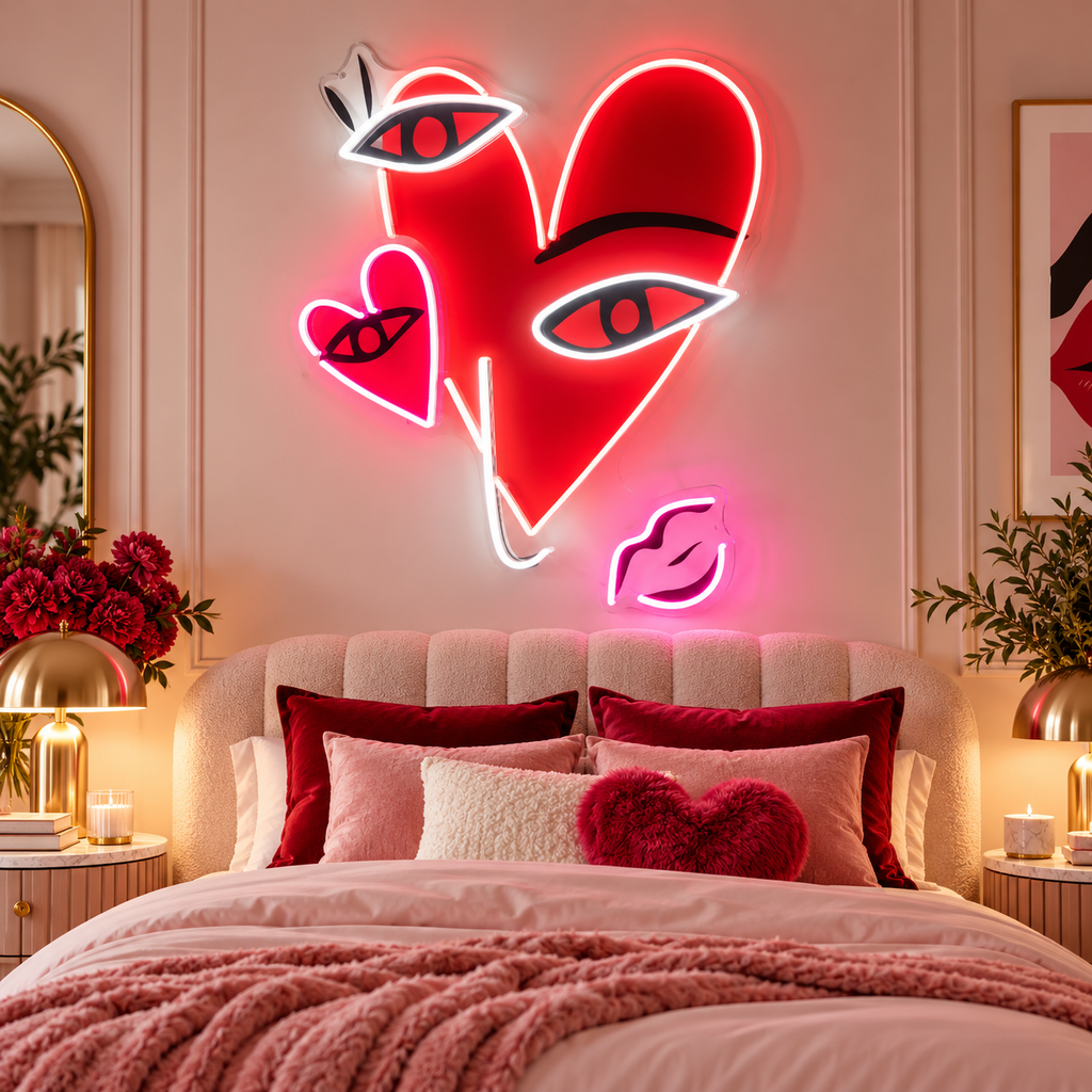 Pop Art Heart Eyes LED Neon Sign