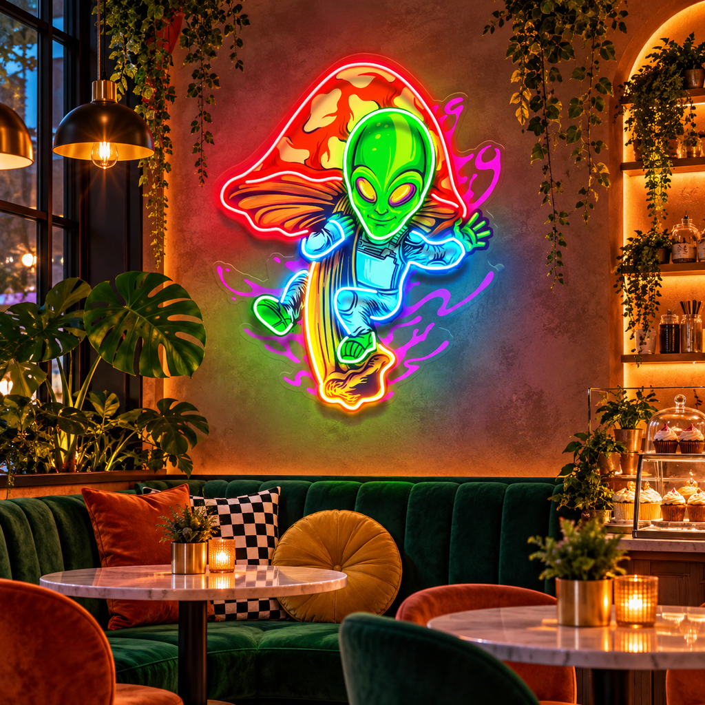Galaxy Alien Mushroom LED Neon Sign Light Pop Art