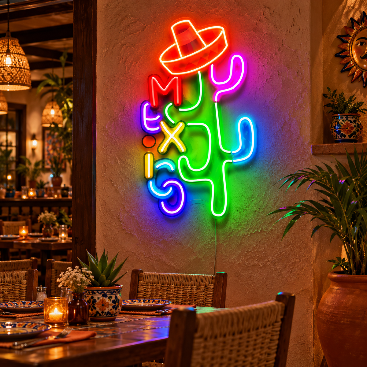 Colorful Mexican Theme Design Abstract Art LED Neon Sign Light Pop Art