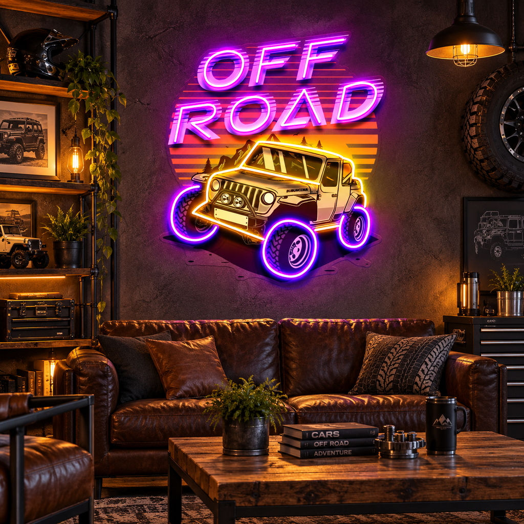 4x4 Adventure Neon Acrylic Artwork
