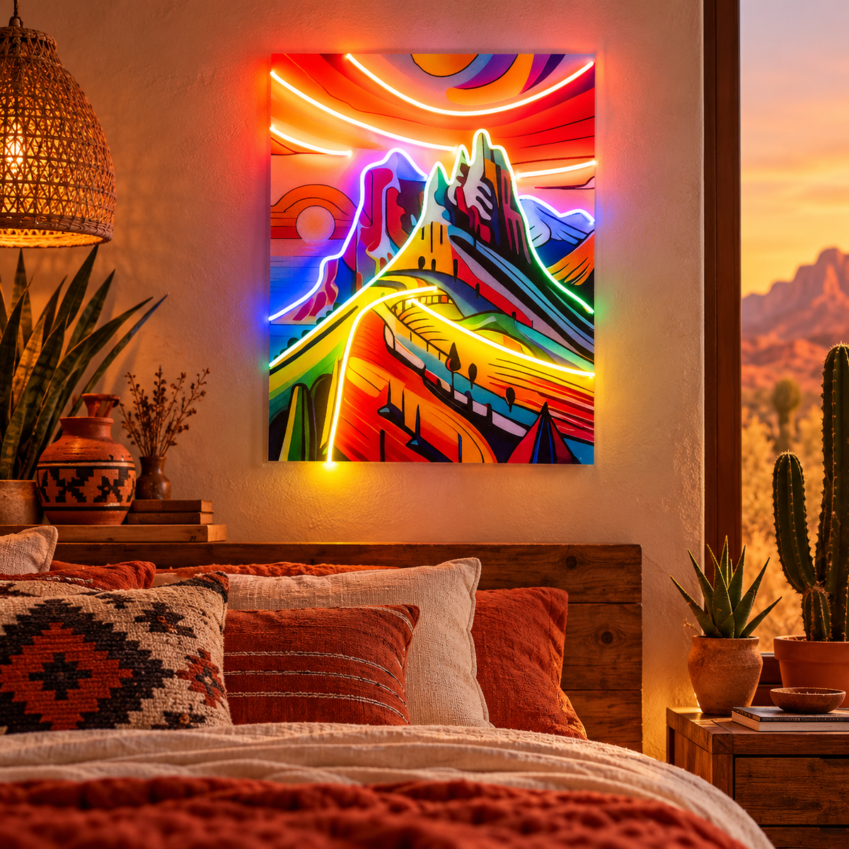 Colorful Mountainscape Abstract Art LED Neon Sign Light Pop Art