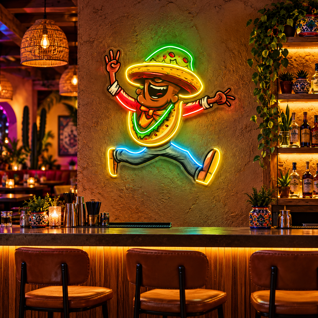 Dancing Taco Disco LED Neon Sign Light Pop Art