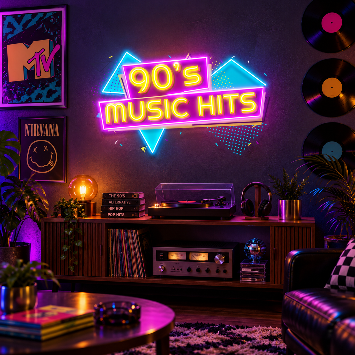 90’s Music Hits LED Neon Acrylic Artwork